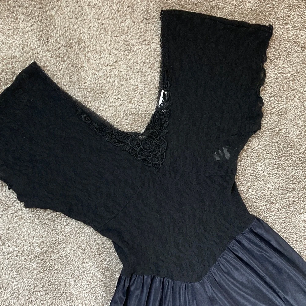 Vintage 80s 90s Cinema Etoile Lace Basque Waist Balletcore Nightgown sz M